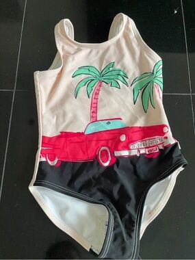 kate spade White Lined Swim Top with Gold Logo